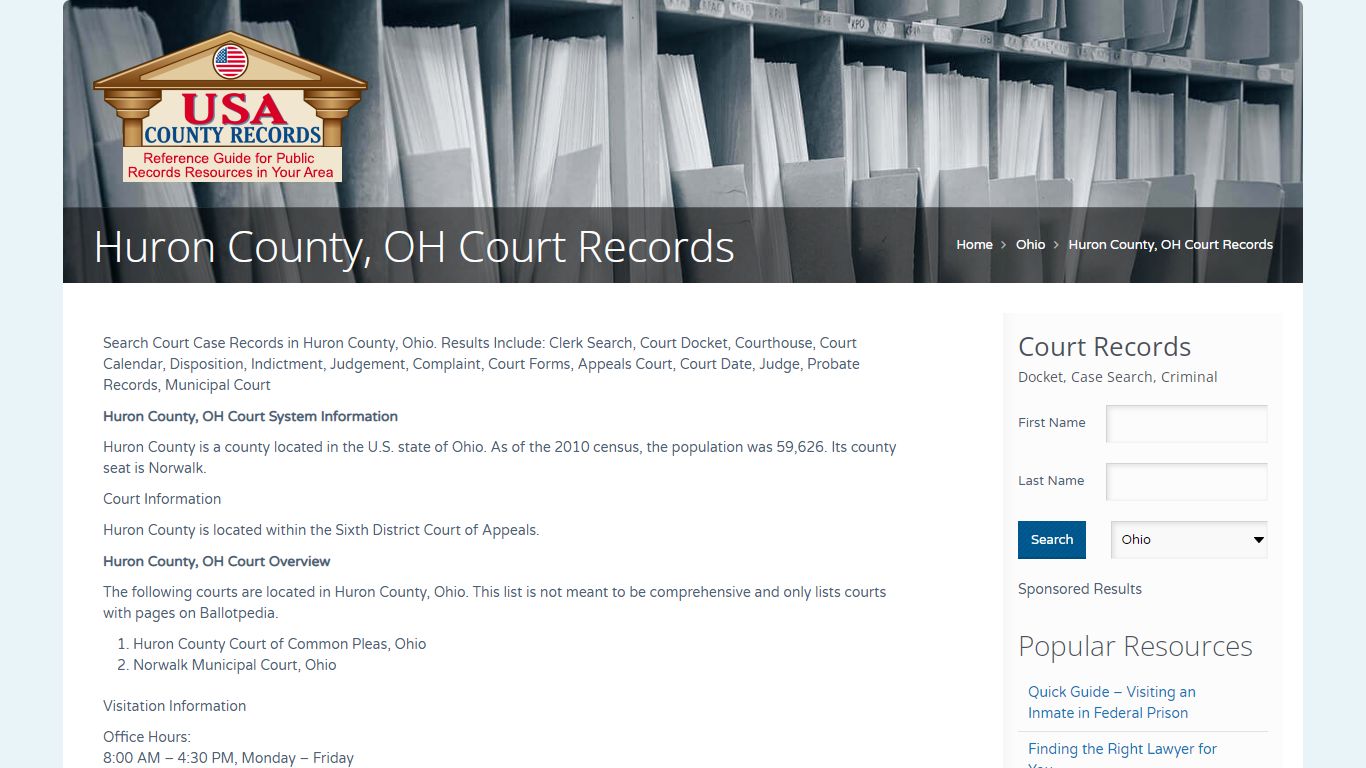 Huron County, OH Court Records | Name Search